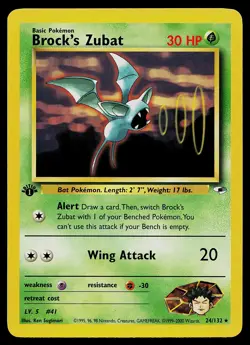 Pokemon Card - Brock's Zubat Gym Heroes 24/132 Rare 1st Edition - Image 1