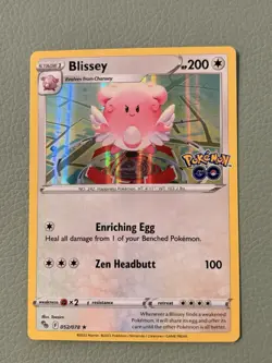Blissey 052/078 Pokemon Go Reverse Holo Rare TCG Card 2022 - Image 1
