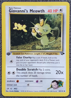 1st Edition Giovanni's Meowth - Gym Challenge - #43/132 - Vintage Pokemon Card - Image 1