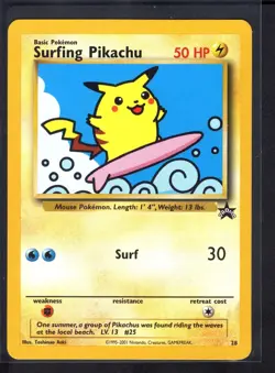 Surfing Pikachu #28 Black Star Promo (Mint/NM) Pokemon Card WOTC 2001 - Image 1