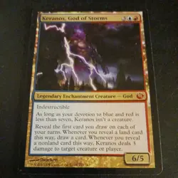 Mtg Keranos, God of Storms LP/NM Journey into Nyx Magic Card Mythic Rare - Image 2