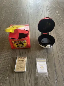 PIKACHU Pokemon Burger King 23k Gold Plated Trading Card In red Box - Image 1