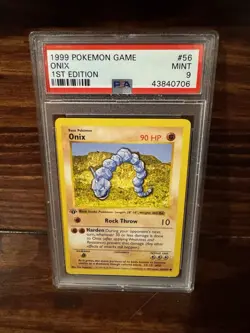 Pokemon Card Onix 56/102 1st Edition Shadowless Base Set 1999 PSA 9 MINT - Image 1
