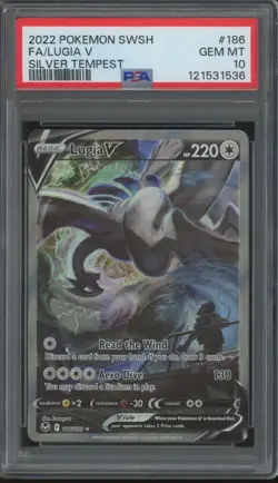 2022 Pokemon SWSH Silver Tempest Full Art #186 Lugia V Gem Mint PSA 10 - Image 1