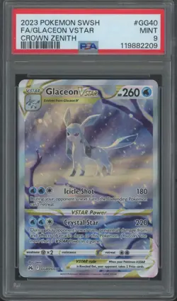 2023 Pokemon SWSH Crown Zenith Full Art #GG40 Glaceon VSTAR Mint PSA 9 - Image 1