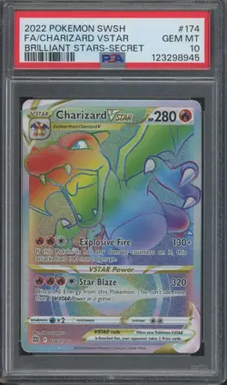 2022 Pokemon SWSH Brilliant Stars Secret #174 Charizard VSTAR Gem Mint PSA 10 - Image 1