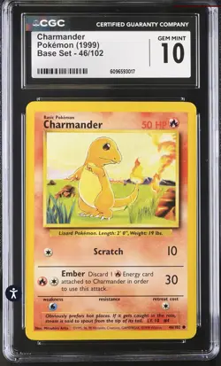 Pokemon CGC 10 Base Set Common Charmander 46/102 - Image 1