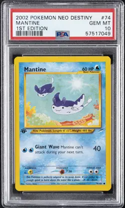 2002 POKEMON NEO DESTINY 1ST ED #74 MANTINE PSA 10 - Image 1