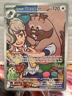 Pokemon Arven’s Greedent 205/182 Illustration Rare SV10 Destined Rivals NM - Image 1