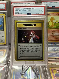 1998 Pokemon Japanese Gym The Rocket’s Trap Holo PSA 9 Mint - Image 1