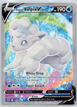 Pokemon Alolan Vulpix V (Full Art) Holo SWSH12: Silver Tempest 173/195 NM - Image 1