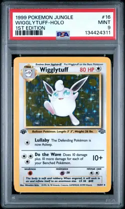 1999 POKEMON JUNGLE 1ST ED #16 WIGGLYTUFF-HOLO PSA 9 - Image 1