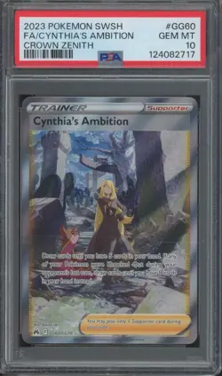 2023 Pokemon SWSH Crown Zenith Full Art #GG60 Cynthia's Ambition Gem Mint PSA 10 - Image 1