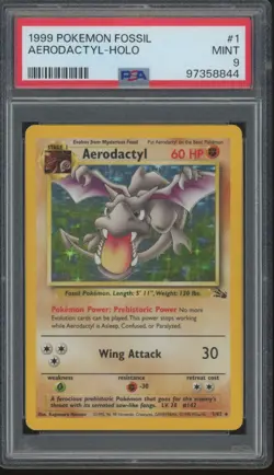 1999 Pokemon Fossil Holo #1 Aerodactyl Mint PSA 9 - Image 1