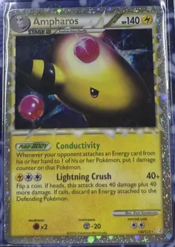 Pokemon TCG Ampharos Prime 105/123 HeartGold SoulSilver Holo Ultra Rare LP/MP - Image 1