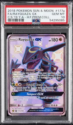 2018 POKEMON SUN & MOON CELESTIAL STORM #177A FULL ART/RAYQUAZA GX PSA 10 - Image 1