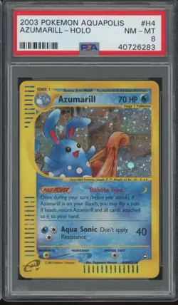 2003 Pokemon Aquapolis Holo #H4 Azumarill PSA 8 - Image 1