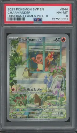 2023 Pokemon SVP EN Obsidian Flames PC ETB #044 Charmander PSA 8 - Image 1