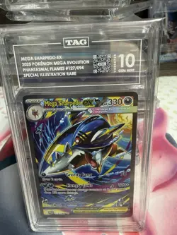 Mega Sharpedo ex Pokemon Mega EVO Phantasmal Flames #127/094 SIR TAG 10 - Image 1
