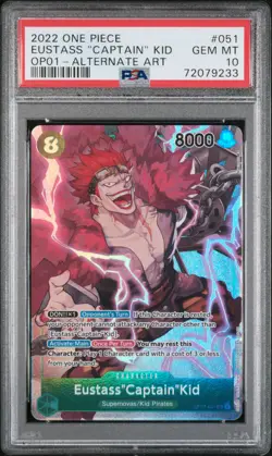 2022 One Piece Op01-Romance Dawn Alternate Art Eustass "Captain" Kid 10 PSA #051 - Image 1