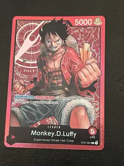 One Piece TCG MONKEY.D. LUFFY ENGLISH PRE-ERRATA FOIL LEADER NM ST01-001 EN - Image 1