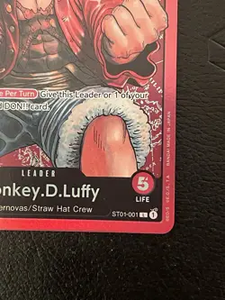 One Piece TCG MONKEY.D. LUFFY ENGLISH PRE-ERRATA FOIL LEADER NM ST01-001 EN - Image 5