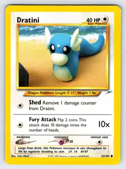 Dratini 63/105 2002 Neo Destiny Pokemon Card TCG Yuka Morii WOTC Vintage - Lp - Image 1