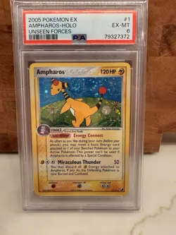 Pokemon TCG Ampharos Card 1/115 Rare Reverse Holo EX Unseen Forces - Image 2