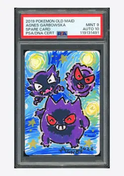 Pokemon PSA 9 AUTO 10 Spare Card Agnes Garbowska 2019 Old Maid Japanese - Image 1
