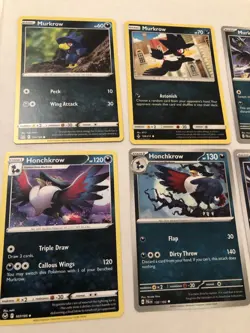 Lot Of 8 Murkrow and Honchkrow Pokemon Cards - Image 2