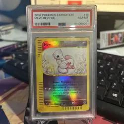 Pokemon EXPEDITION MEW 19/165 REVERSE HOLO FOIL CARD PSA 8 NM-MT - Image 1