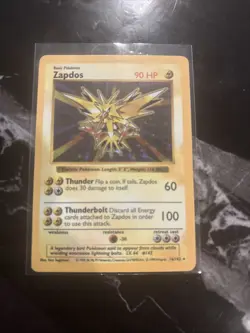 Zapdos Holo 16/102 Base Set 1999 Shadowless Pokemon TCG Card LP Lightly Played - Image 1