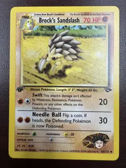 Pokemon TCG Brock's Sandslash Gym Challenge Uncommon Card 36/132 1st Edition LP+ - Image 1