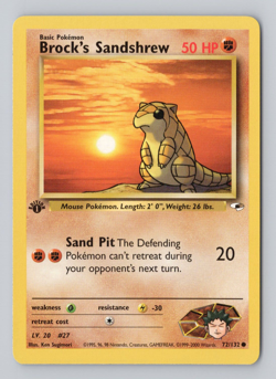 Brock's Sandshrew 72/132 1st Edition Gym Heroes Pokemon Card LP - Image 1