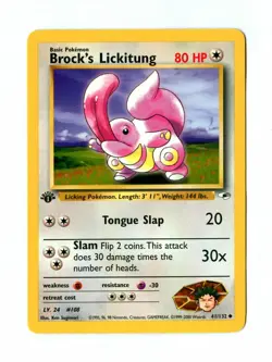 Vintage 2000 First Edition BROCK'S LICKITUNG Pokemon Card 41/132 (Gym Heroes) - Image 1