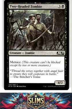 Magic the Gathering MTG Core Set 2019 Two-Headed Zombie #123 Buy 2 Get 1 - Image 1
