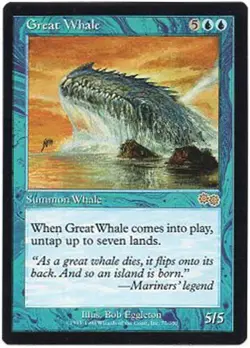 GREAT WHALE X1 MAGIC MTG URZA'S SAGA EXCELLENT/LIGHT PLAY (EX/LP) 1998 - Image 1