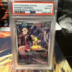 2025 POKEMON SVP EN-SV BLACK STAR PROMO #206 MARNIE'S MORPEKO PSA 8 - Image 1