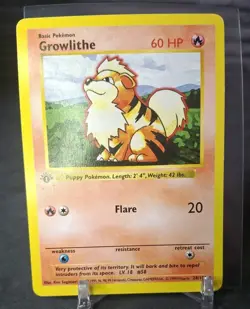 Pokemon Base Set Shadowless 1st Edition Uncommon: Growlithe 28/102 NM-LP - Image 1