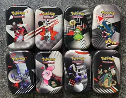 Pokemon Black Bolt & White Flare Mini Tin Set (8 Tins) + Stickers - NO Booster - Image 1
