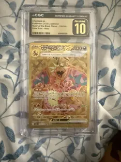 CGC PRISTINE 10 Charizard ex UR 139/108 SV3 Ruler of the Black Flame Pokemon JP - Image 1