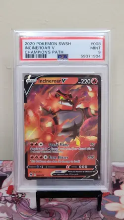 2020 POKEMON SWORD & SHIELD CHAMPION'S PATH #008 INCINEROAR V - PSA 9 - Image 1