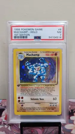 1999 POKEMON GAME #8 MACHAMP-HOLO 1ST EDITION - PSA 7 - Image 1