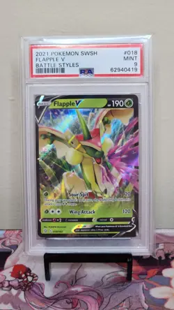 2021 POKEMON SWORD & SHIELD BATTLE STYLES #018 FLAPPLE V - PSA 9 - Image 1