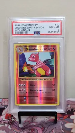 2016 POKEMON XY EVOLUTIONS #10 CHARMELEON-REV.FOIL - PSA 8 - Image 1