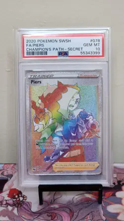 2020 POKEMON SWORD & SHIELD CHAMPION'S PATH #078 FA/PIERS SECRET - PSA 10 - Image 1