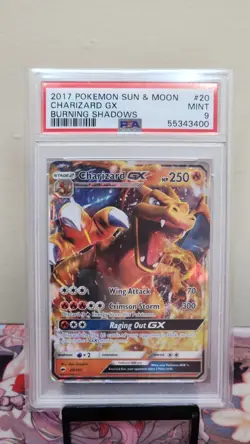 2017 POKEMON SUN & MOON BURNING SHADOWS #20 CHARIZARD GX - PSA 9 - Image 1