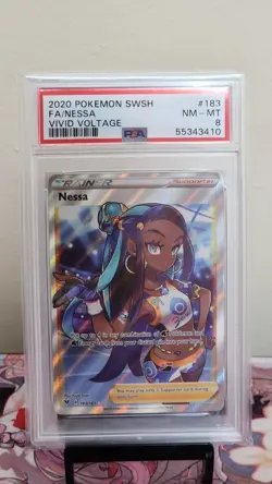 2020 POKEMON SWORD & SHIELD VIVID VOLTAGE #183 FA/NESSA - PSA 8 - Image 1