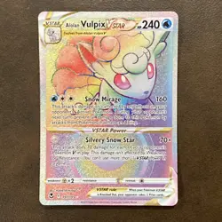 Alolan Vulpix VSTAR 197/195 Holo Rare Centered NM Rainbow Silver Tempest Pokemon - Image 1