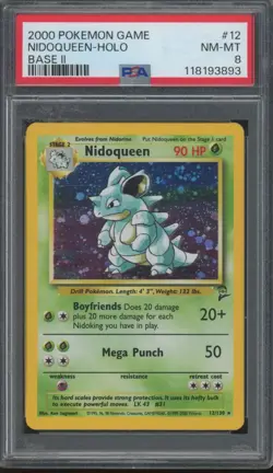 2000 Pokemon Game Base II Holo #12 Nidoqueen PSA 8 - Image 1
